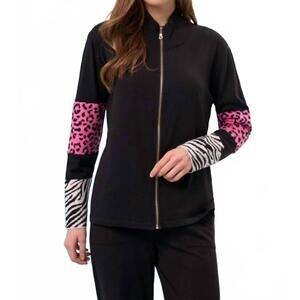 NEW FRENCH KYSS animal print jacket in black